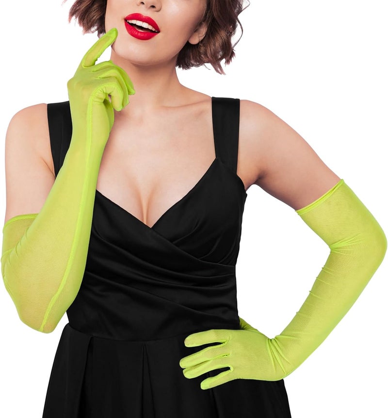 Luwint Extra Long Tulle Mesh Gloves - Silk Sheer, Elbow Length - Costume Gloves for Opera Party Sun Protection - Image 5